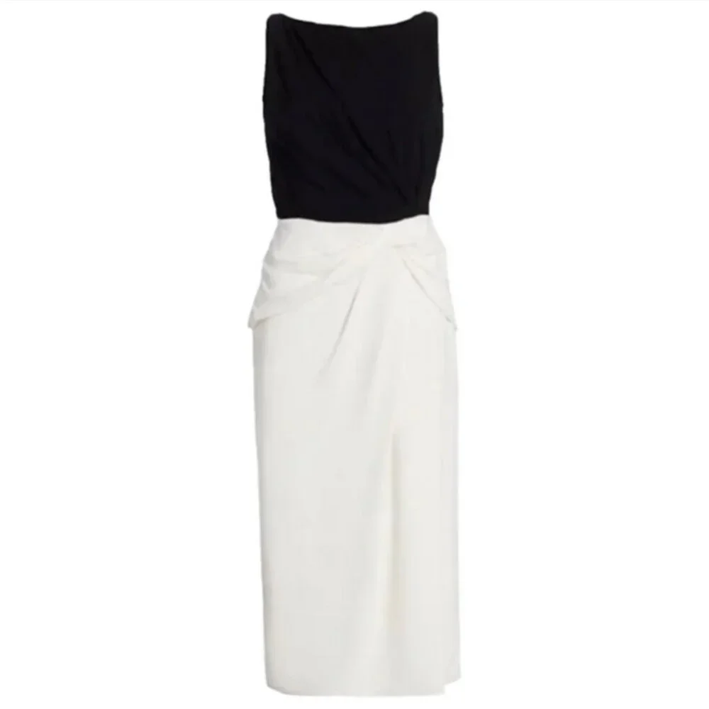 NWOT Jason Wu Collection Two Tone Crepe Sheath Dress In Black Chalk